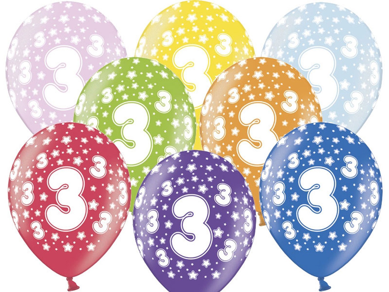 Akcesoria - Balony 3rd Birthday, Metallic Mix, 30 cm - 5 szt.