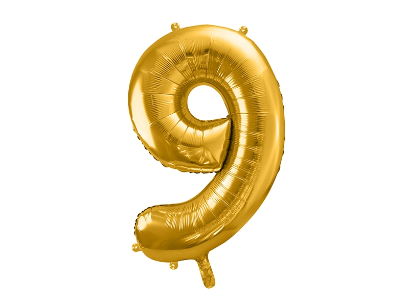 Akcesoria - Balon foliowy Cyfra ”9”, 86cm, złoty