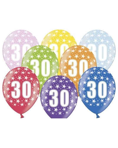 Balony 30th Birthday, Metallic Mix, 30cm - 5 szt.