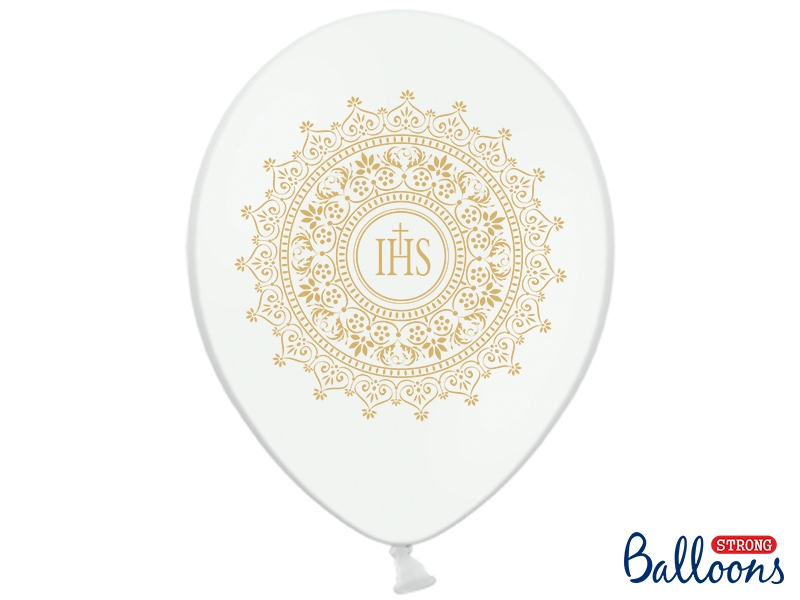 Akcesoria - Balony 30cm, IHS, Metallic Pure White - 5 szt.