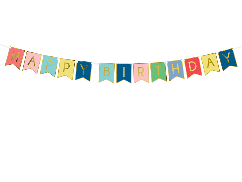 Akcesoria - Baner Happy Birthday, mix, 15 x 175 cm