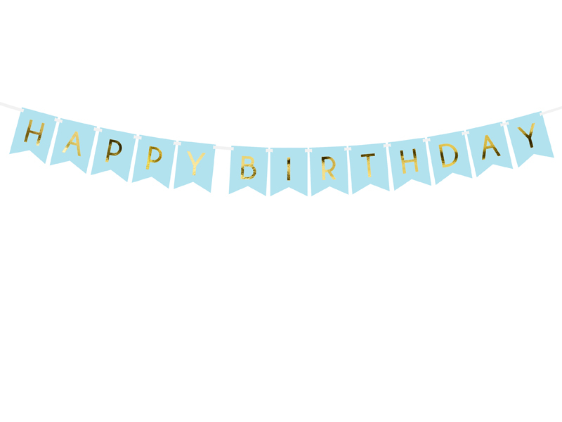 Akcesoria - Baner Happy Birthday, j. niebieski, 15 x 175 cm