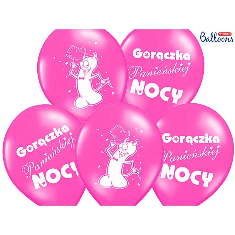 Akcesoria - Balony różowe Gorączka panieńskiej nocy, 30 cm - 5 szt.