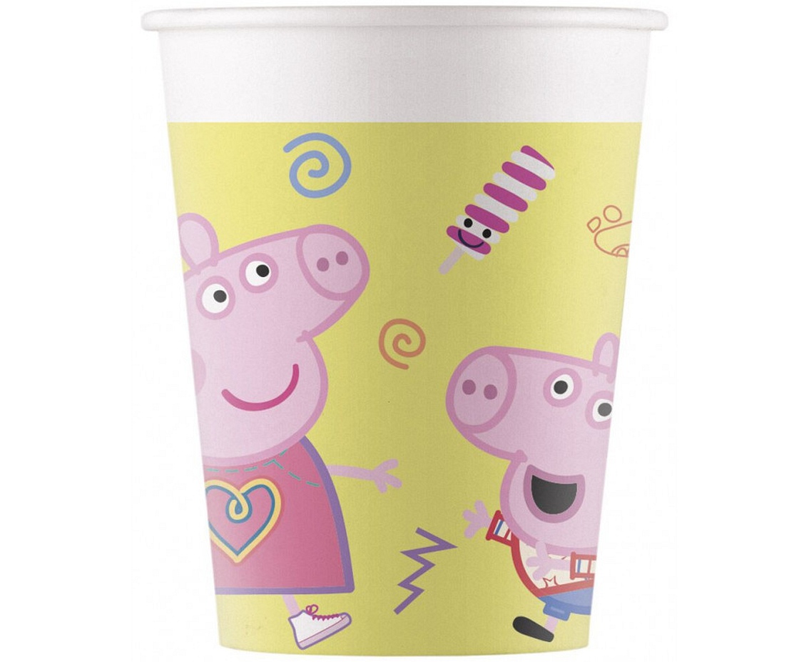 Akcesoria - Kubeczki papierowe Peppa Pig, 200 ml, 8 szt.