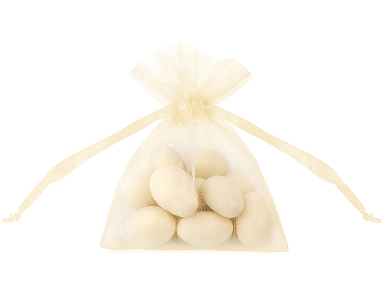 Akcesoria - Woreczek z organzy kremowy