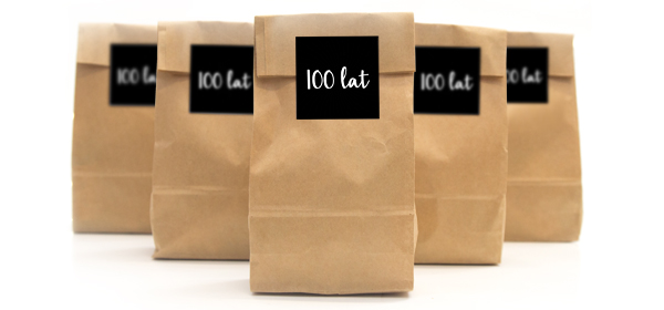 Akcesoria - Torebki papierowe kraft  100 lat czarne, 5 szt