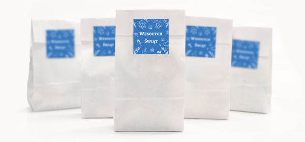 Akcesoria - Torebki papierowe białe Niebieskie Pierniczki, 5 szt