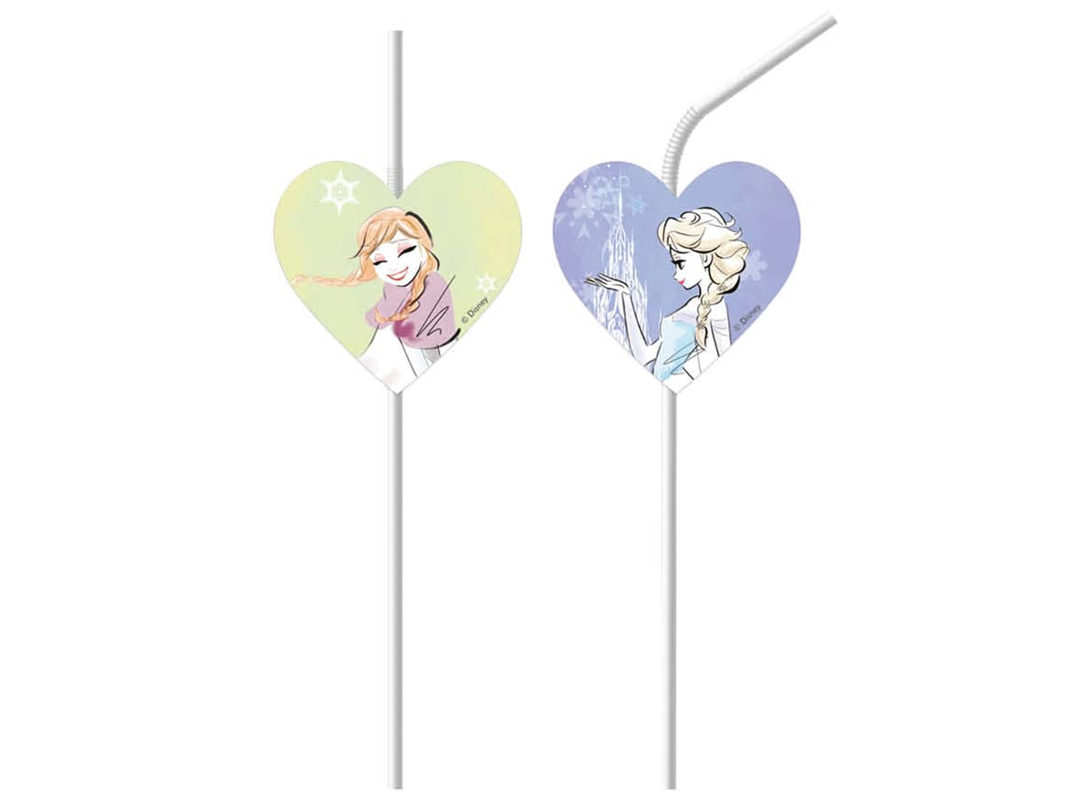 Akcesoria - Słomki urodzinowe Frozen Sparkle - Kraina Lodu - 6 szt.