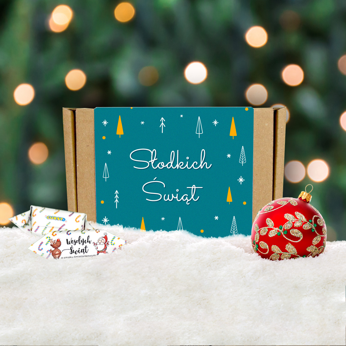 Słodkie pudełko - Zielone choinki