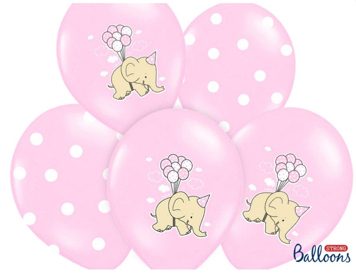 Akcesoria - Balony różowe słonik, Pastel Pink Mix, 30 cm - 5 szt.