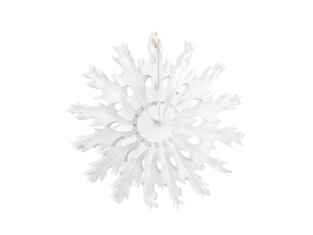 Akcesoria - Rozeta bibułowa Śnieżynka, biały, 37cm