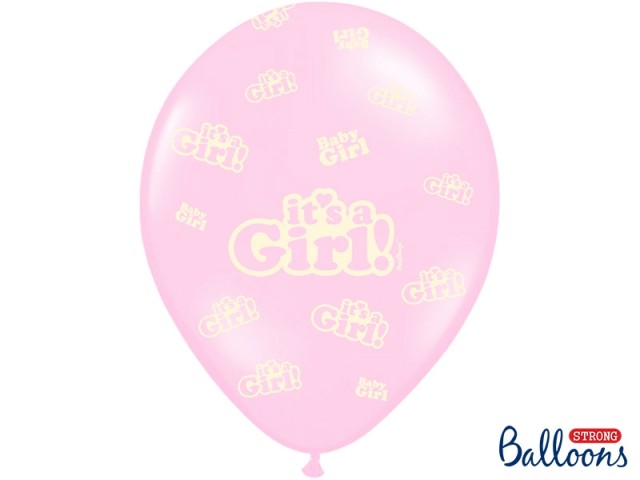 Akcesoria - Balony It's a Girl, Pastel Baby Pink 30 cm - 5 szt.