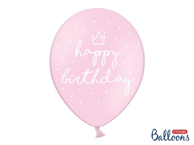Akcesoria - Balony 30cm, happy birthday, różowe - 5 szt.