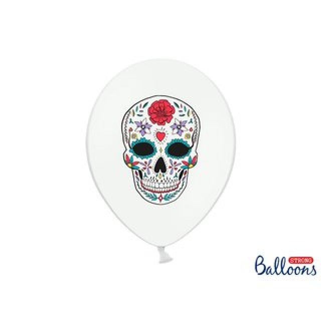 Akcesoria - Balony Dia de los Muertos, Pastel Pure White, 30 cm - 5 szt.