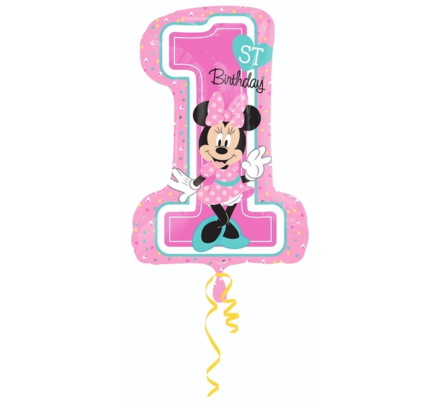 Akcesoria - Balon foliowy cyfra 1, MINNIE Mouse 1st Birthday