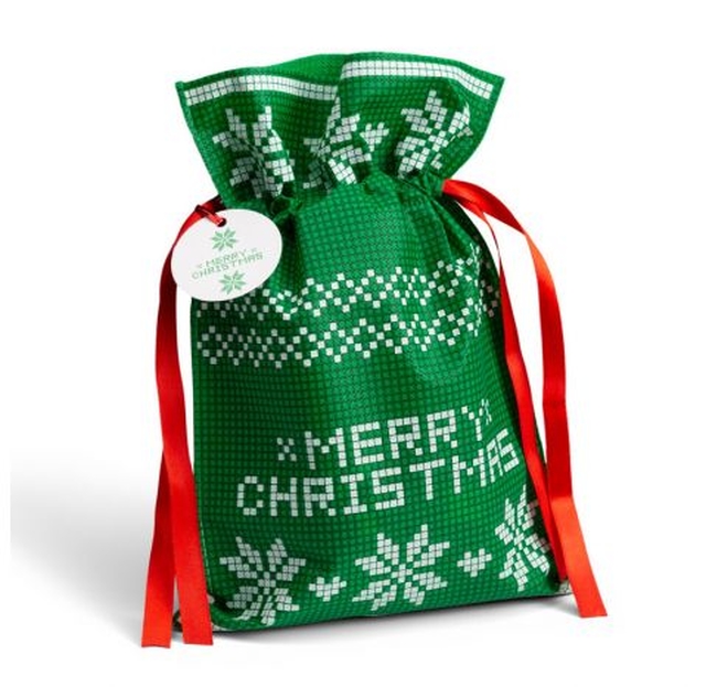 Akcesoria - Worek na prezenty - świąteczny mały, zielony 20x30cm