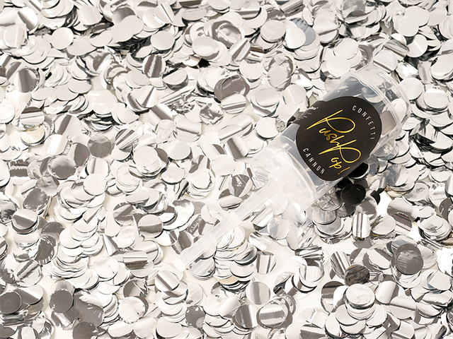 Akcesoria - Push pop konfetti, srebrny