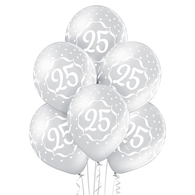 Akcesoria - Zestaw balonów na 25 rocznicę - 6 szt.