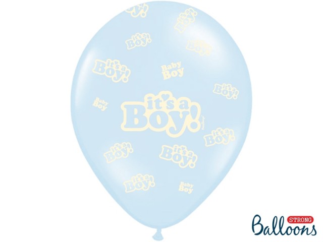 Akcesoria - Balony It's a Boy, Pastel Baby Blue 30 cm - 5 szt.