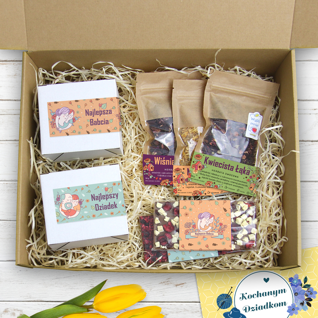 Akcesoria - Zestaw upominkowy dla Babci i Dziadka - Kwieciste podziękowanie 
