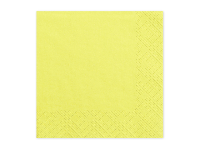 Akcesoria - Serwetki trójwarstwowe, żółty, 33x33cm