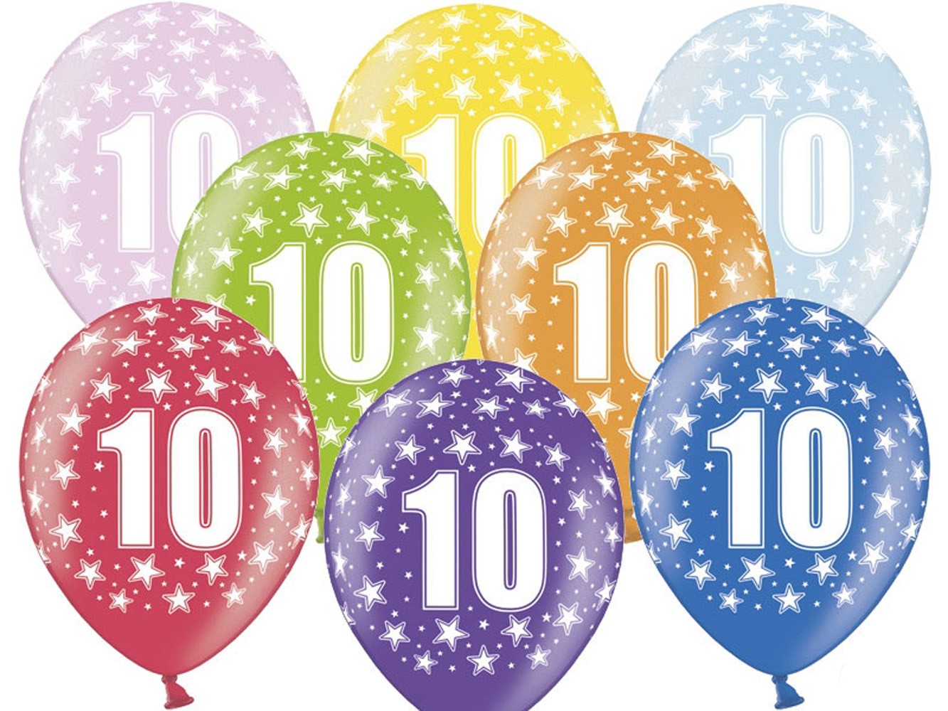 Balony 10th Birthday, Metallic Mix, 30 cm - 5 szt.