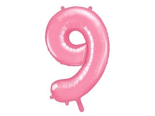 Akcesoria - Balon foliowy Cyfra ”9”, 86cm, różowy