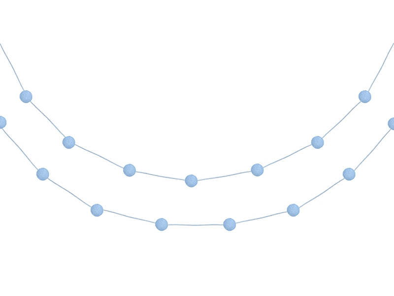 Akcesoria - Girlanda pomponikowa, błękit, 2m - 1 szt.