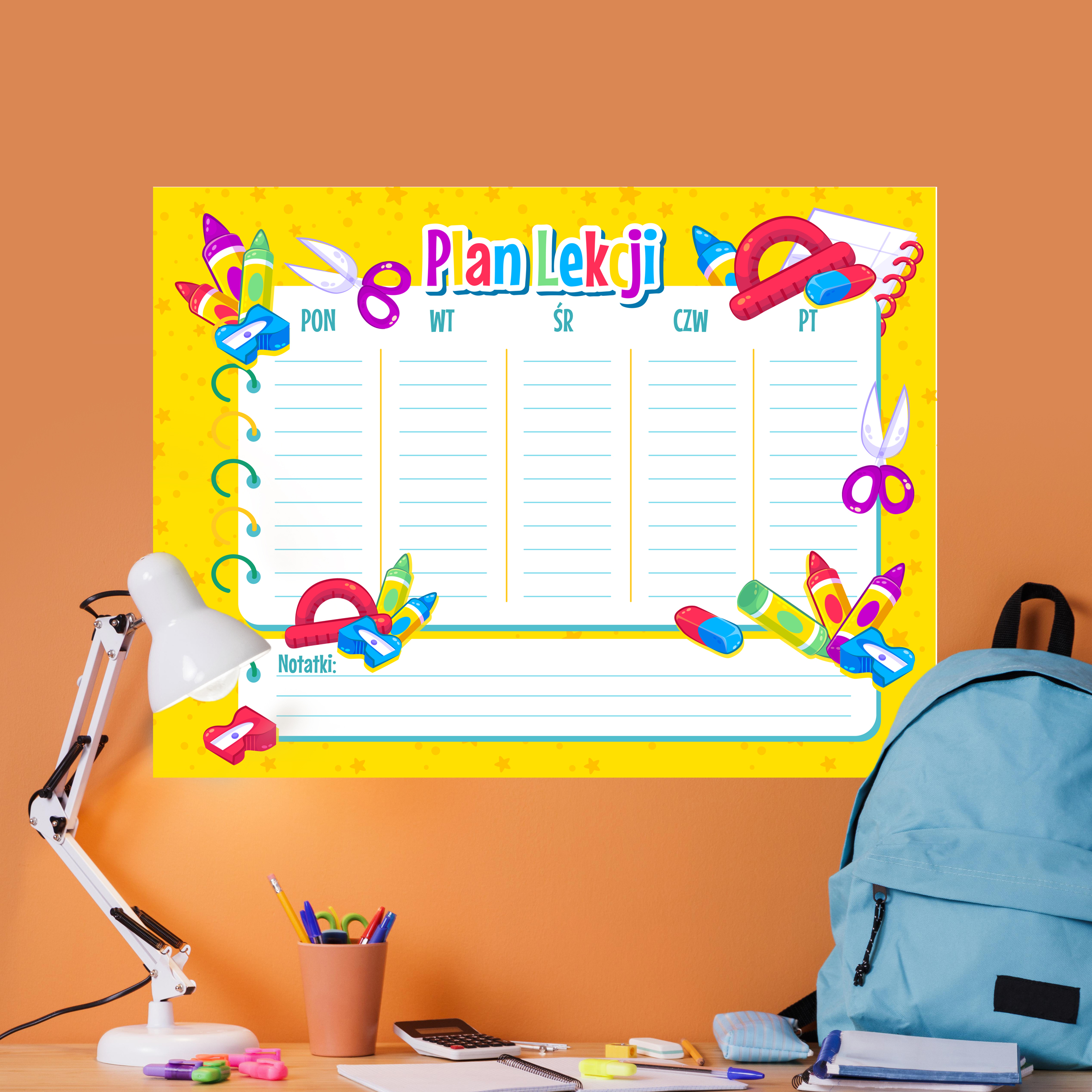 Plan lekcji - Żółty z przyborami
