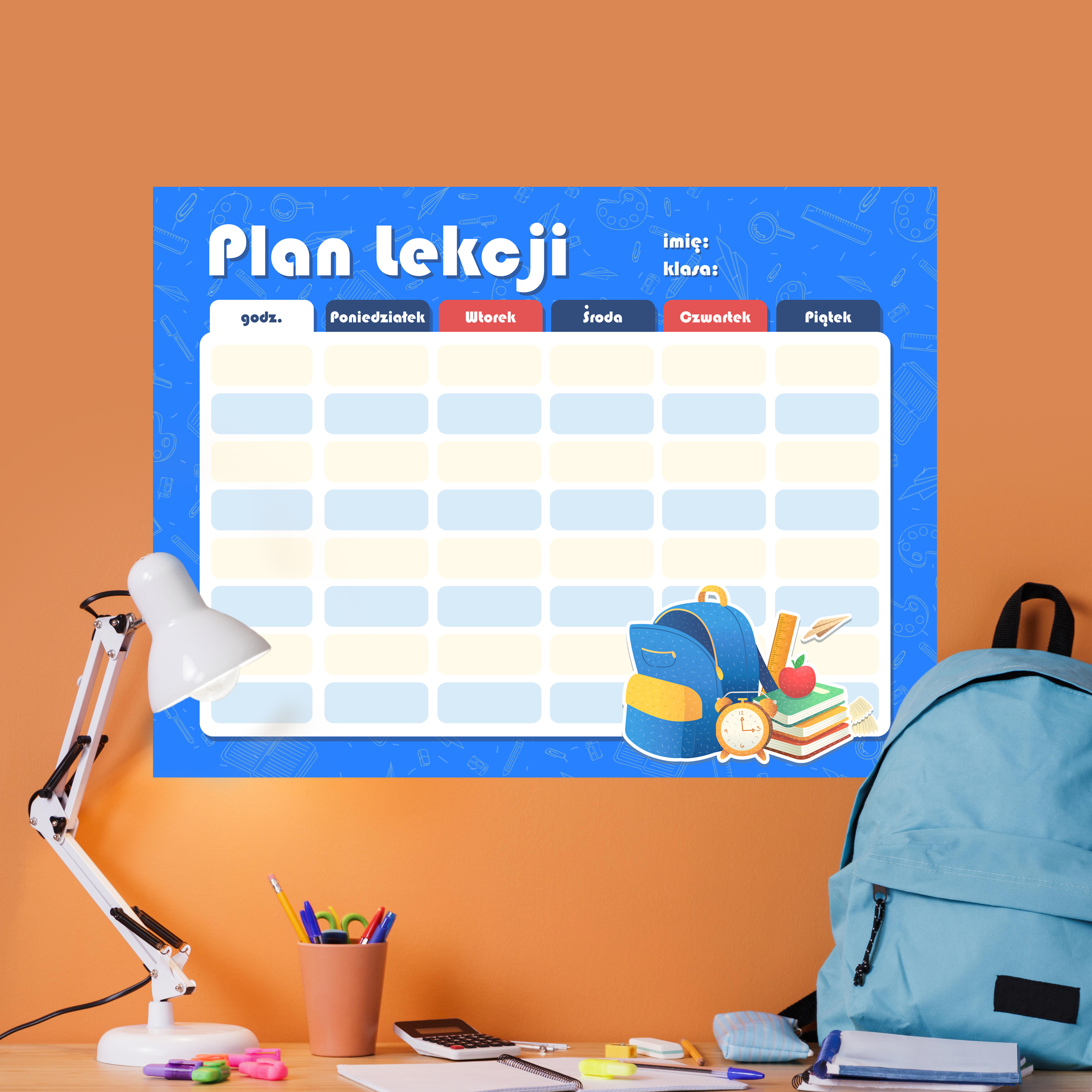 Plan lekcji - Niebieski z plecakiem