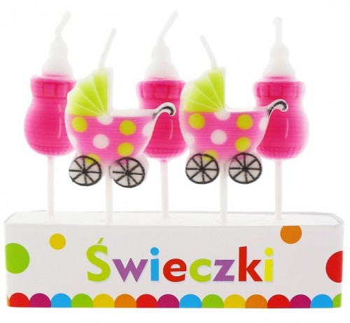 Akcesoria - Świeczki Pikery ”Pink Baby”, 5 szt.