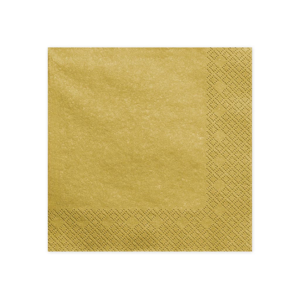 Akcesoria - Serwetki trójwarstwowe, złoty, 33x33 cm