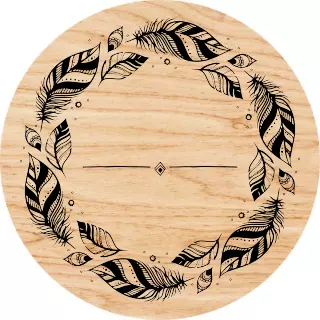 Obraz na drewnie 20cm - Pióra boho