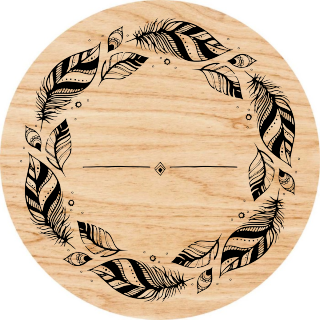 Obraz na drewnie 20cm - Pióra boho