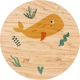 Obraz na drewnie 20cm - Żółty wielorybek