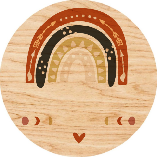 Obraz na drewnie 20cm - Indiańska tęcza boho