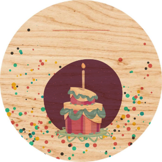 Obraz na drewnie 20cm - Tort w konfetti