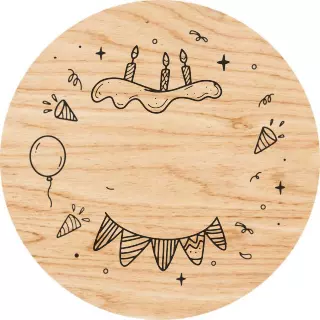 Obraz na drewnie 20cm - Rysowane urodziny