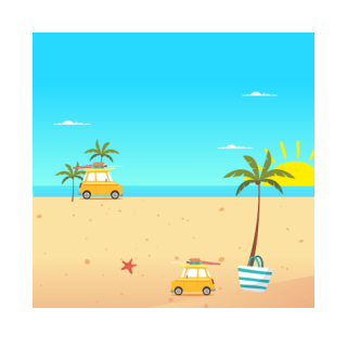 Krówki - Plaża, palmy i auto 