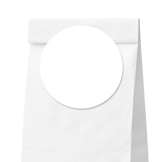 Torebka z okrągłą naklejką - Torebka biała firmowa okrągła naklejka