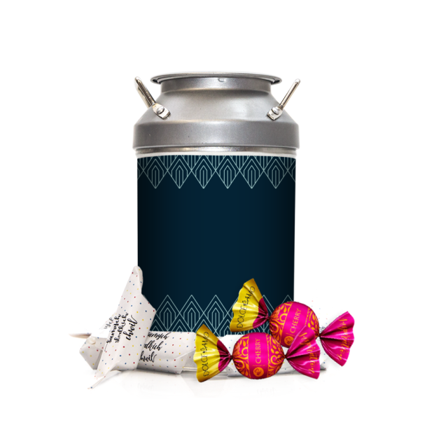 Krówki w kance - Granatowo-zielone wzorki