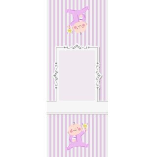 Owijki - Dziewczynka z grzechotką na biało-różowych paskach