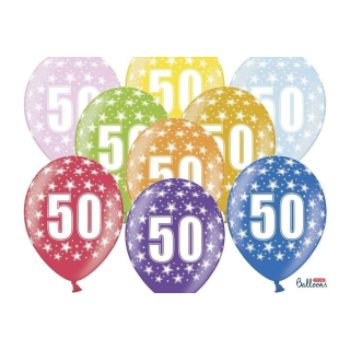 Akcesoria - Balony 50th Birthday, Metallic Mix, 30 cm - 5 szt.