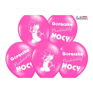 Akcesoria - Balony różowe Gorączka panieńskiej nocy, 30 cm - 5 szt.
