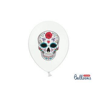 Akcesoria - Balony Dia de los Muertos, Pastel Pure White, 30 cm - 5 szt.