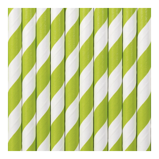 Akcesoria - Słomki papierowe, zielone jabłuszko, 19,5cm (1 op. / 10 szt.)