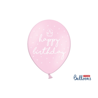 Akcesoria - Balony 30cm, happy birthday, różowe - 5 szt.