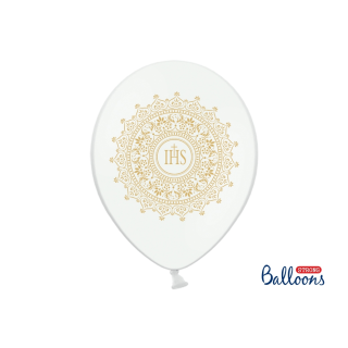 Akcesoria - Balony 30cm, IHS, Metallic Pure White - 5 szt.