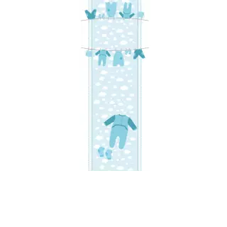 Torebki na cukierki - Niebieskie ubranka na sznurku (kraft) (5 szt)