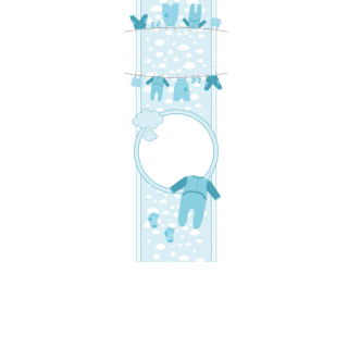 Torebki na cukierki - Niebieskie ubranka na sznurku (kraft) (5 szt)